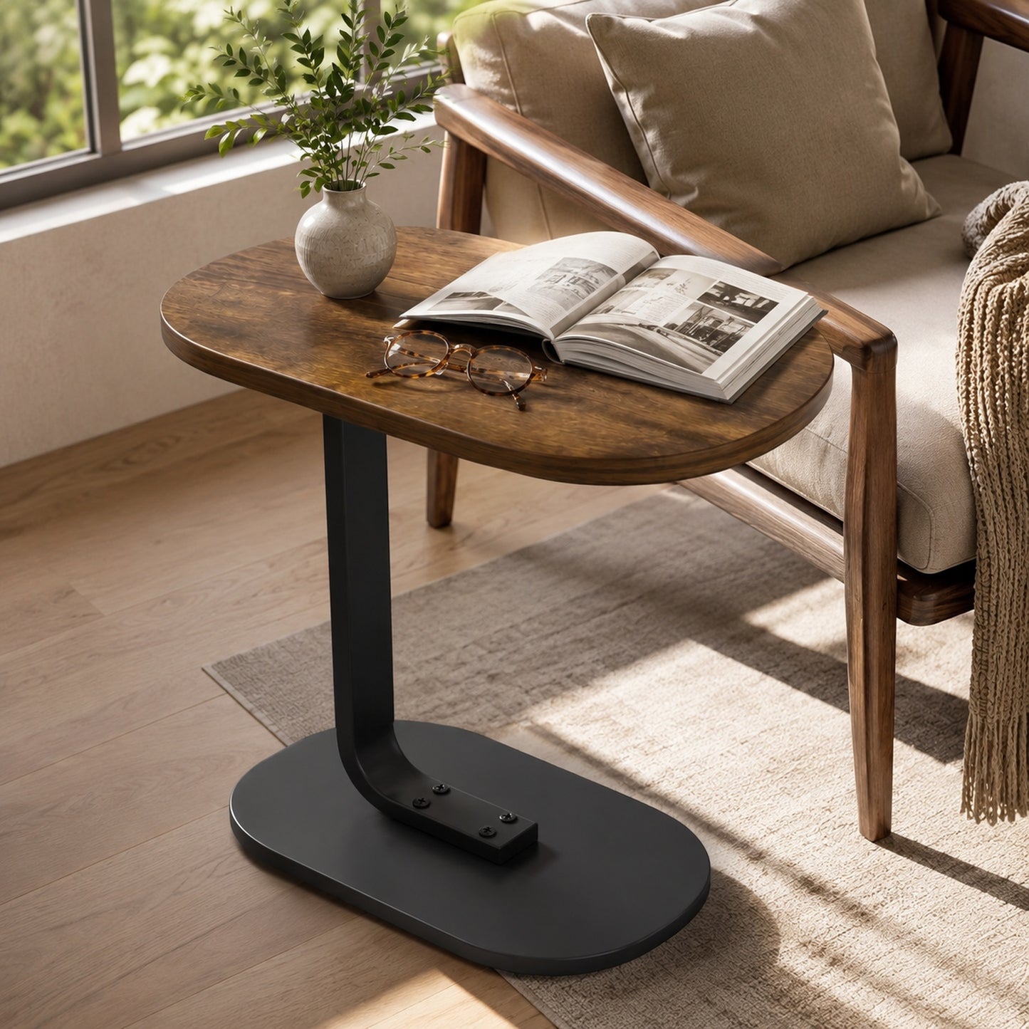 Rustic Sofa Bed Side Table Laptop Desk Accent Coffee Stand