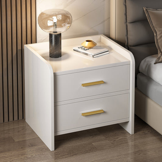 Elegant 2-Drawer Bedside Table Nightstand White