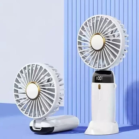 Portable USB Rechargeable Handheld Fan with Adjustable Speeds and LED Display