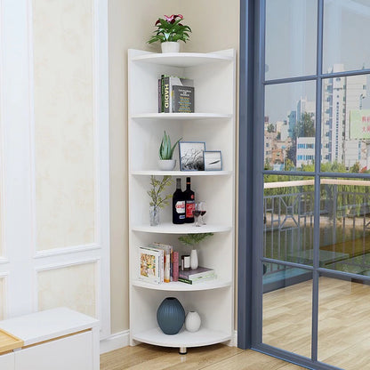 Stylish 6 Tier Wooden Corner Shelf Unit White